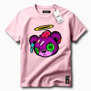 Camiseta Algodão Premium Estampa Psicodélica de Urso Unissex Masculina e